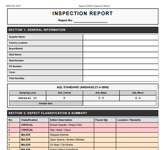 The Defect Terminator: Professional QC Inspection Report (AQL 2.5)